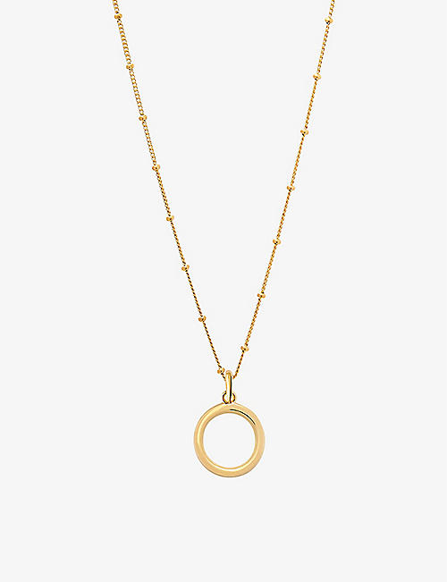 EDGE OF EMBER: O Initial recycled 18ct yellow-gold plated vermeil sterling-silver pendant necklace