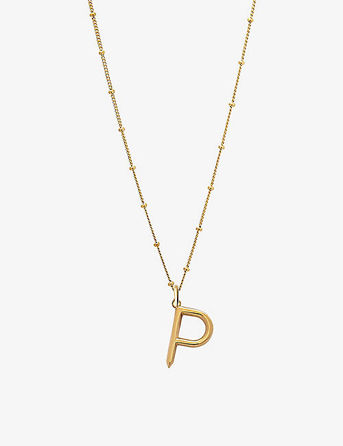 EDGE OF EMBER: P initial 18ct yellow-gold plated vermeil recycled sterling-silver pendant necklace