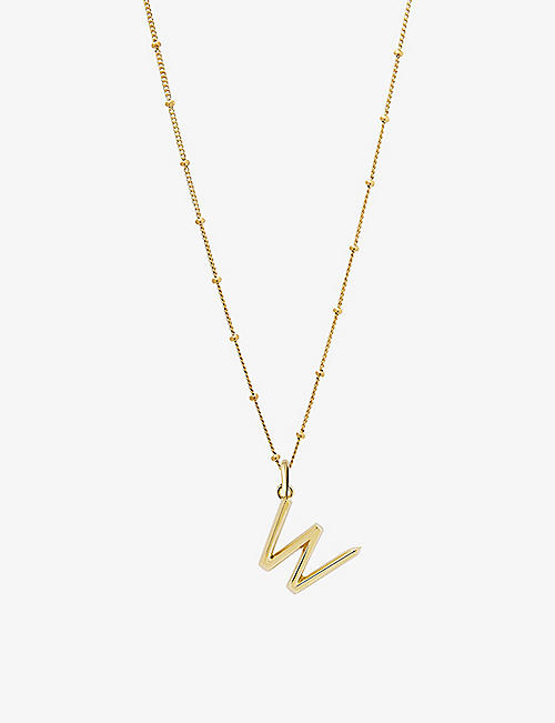 EDGE OF EMBER: W initial recycled 18ct yellow-gold plated vermeil sterling-silver pendant necklace