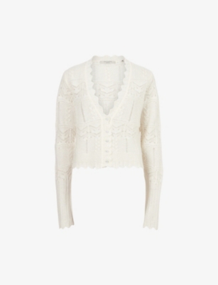 ALLSAINTS: Vanessa lace-embroidered knitted cardigan