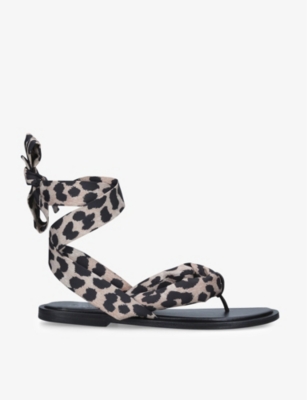 Lace-up animal-print recycled-shell sandals(9275531)