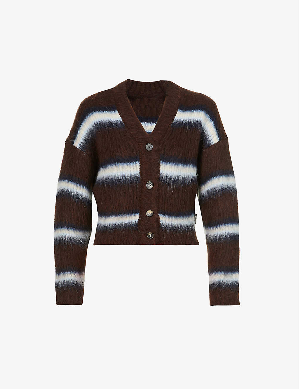 Striped fluffy stretch-knit cardigan(9459777)