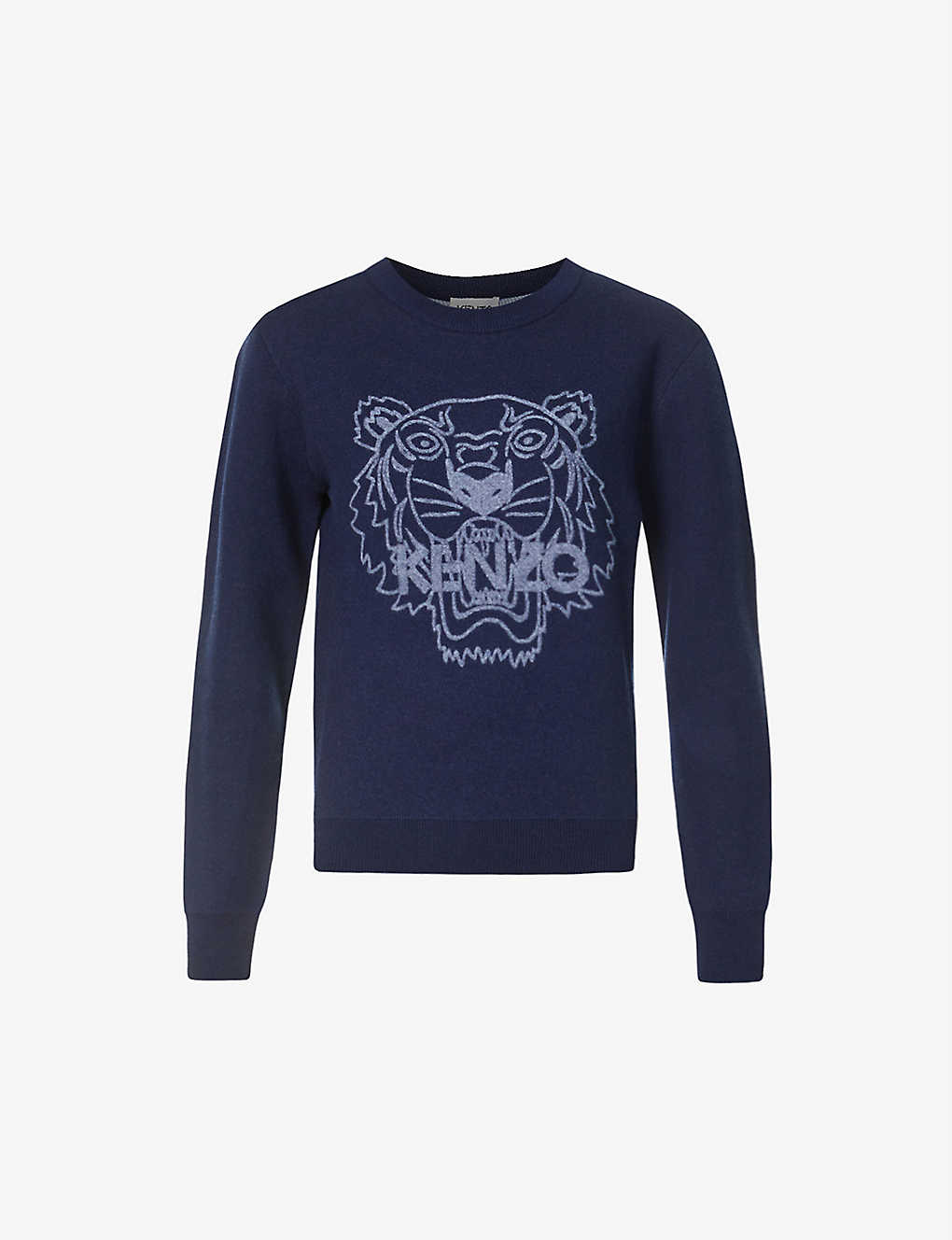 Tiger-embroidered wool-blend jumper(9326055)