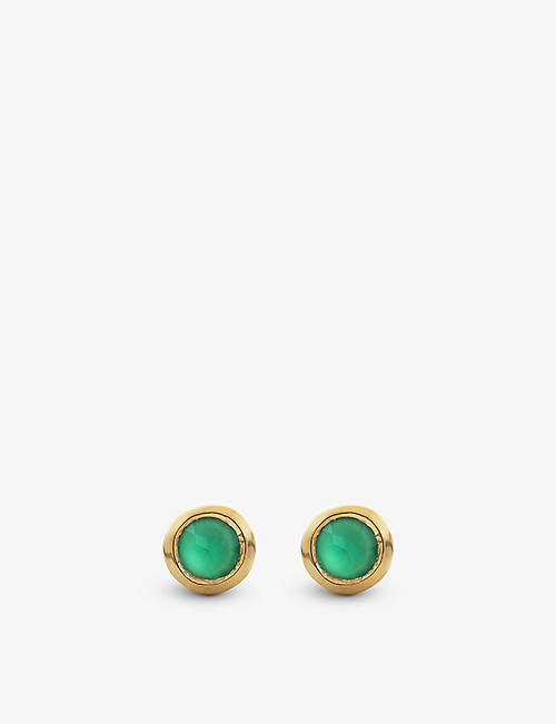 MONICA VINADER: Siren Mini Gem recycled 18ct yellow-gold plated vermeil sterling-silver and green onyx stud earrings