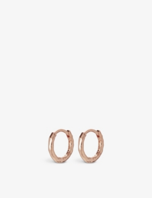 MONICA VINADER: Ziggy hammered recycled 18ct rose gold-plated vermeil on sterling silver huggie earrings