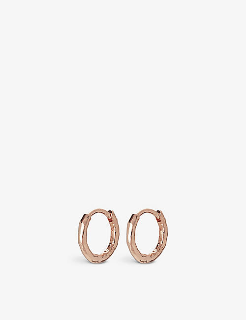 MONICA VINADER: Ziggy hammered recycled 18ct rose gold-plated vermeil on sterling silver huggie earrings