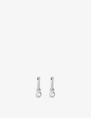 MONICA VINADER: Sterling silver and white topaz huggie earrings