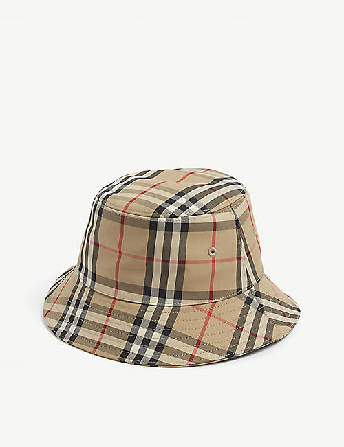 BURBERRY: Gabriell checked cotton-blend bucket hat 4-12 years