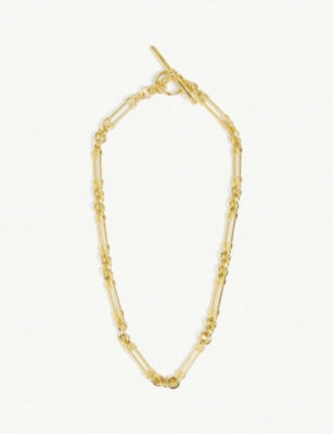 T-bar gold-tone brass chain necklace(9214706)