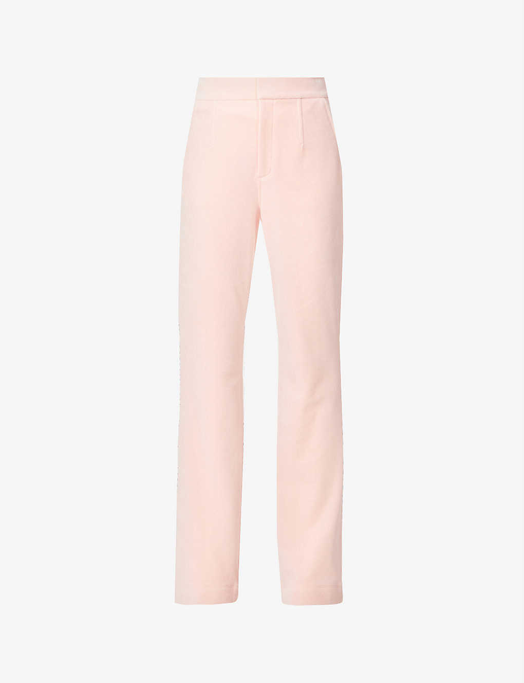 Flared high-rise cotton-blend velour trousers(9299573)