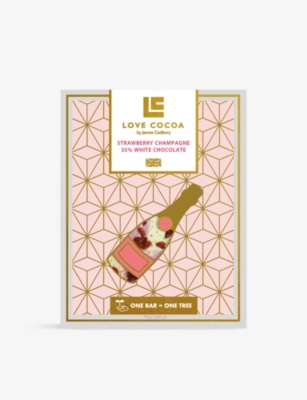 LOVE COCOA: Strawberry and champagne white chocolate bar 75g
