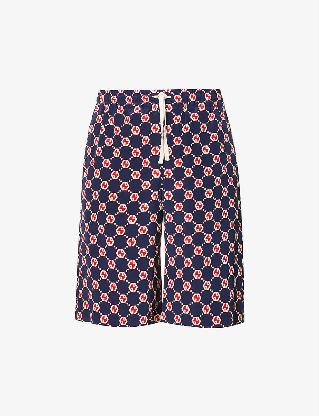 Graphic-print relaxed-fit silk shorts(9248298)