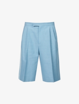 Pinstriped wool and linen-blend shorts(9261473)
