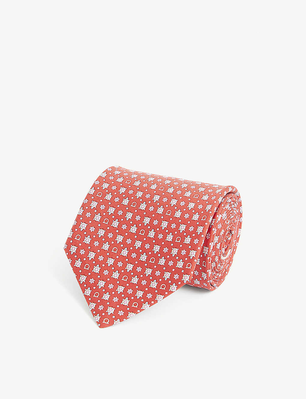 Gianco and turtle-print silk tie(9194214)