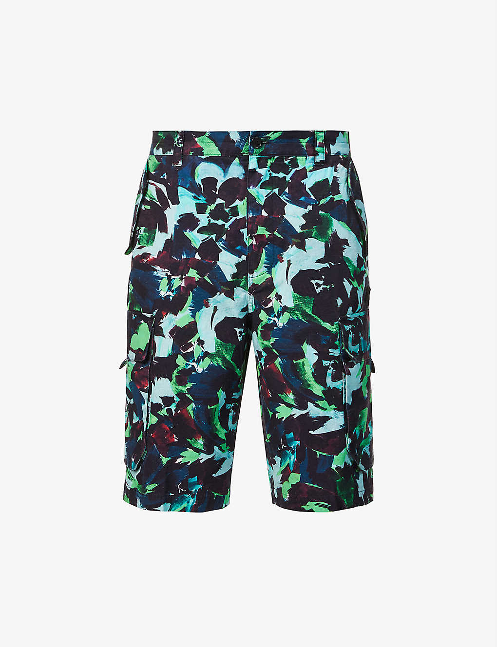 Abstract-print relaxed-fit cotton shorts(9302989)