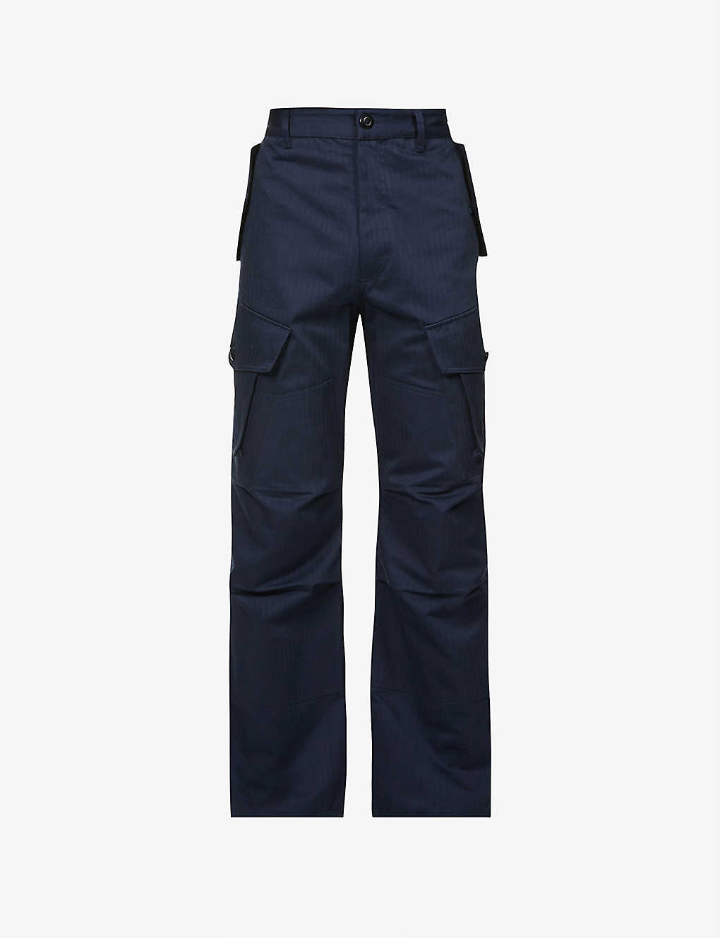 High-waist straight cotton-herringbone twill trousers(9402357)