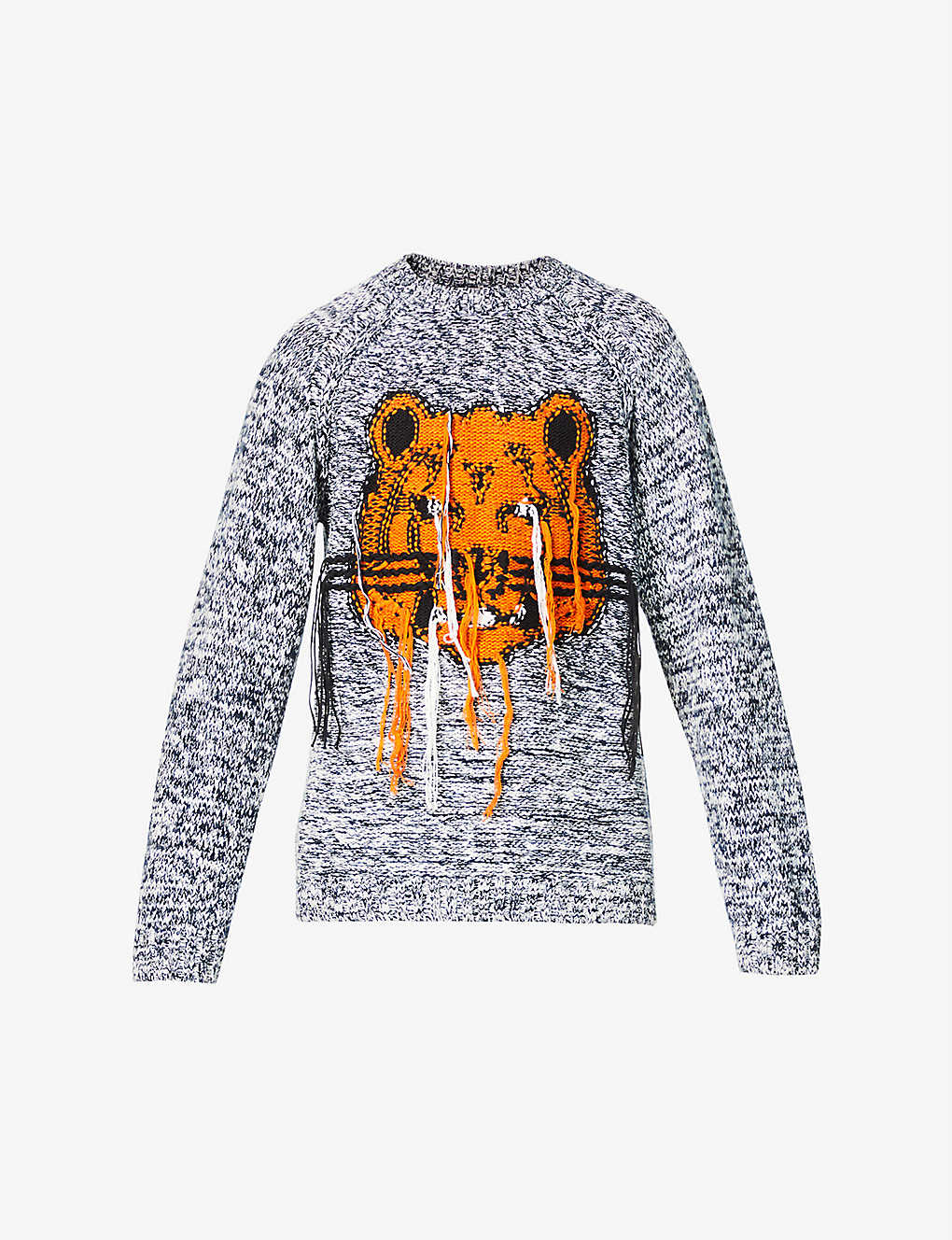 Tiger-embroidered cotton-blend knitted jumper(9339087)