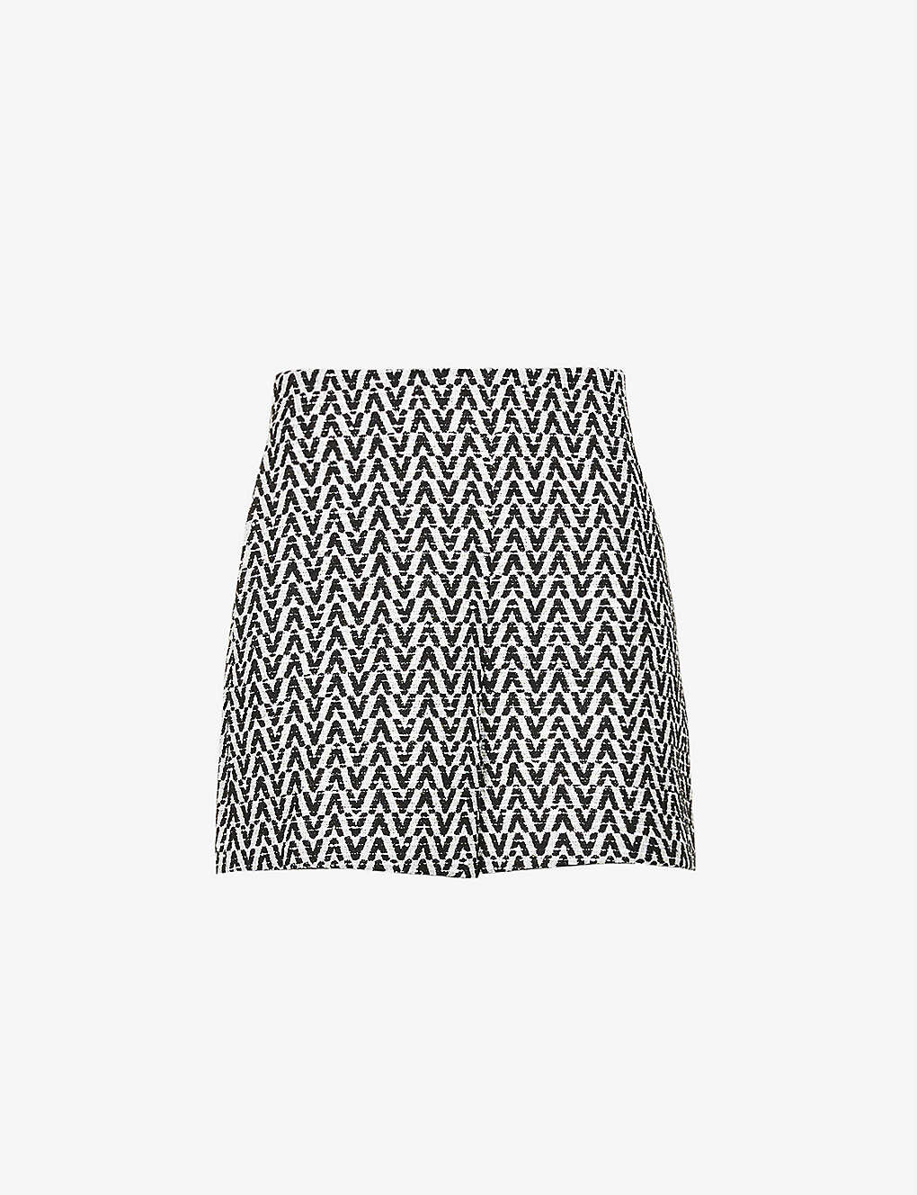 Geometric-print high-rise cotton-blend shorts(9290308)