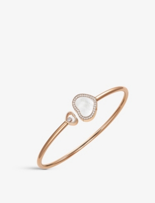 CHOPARD: Happy Hearts 18ct rose-gold, 0.19ct round-cut diamond and mother-of-pearl bracelet