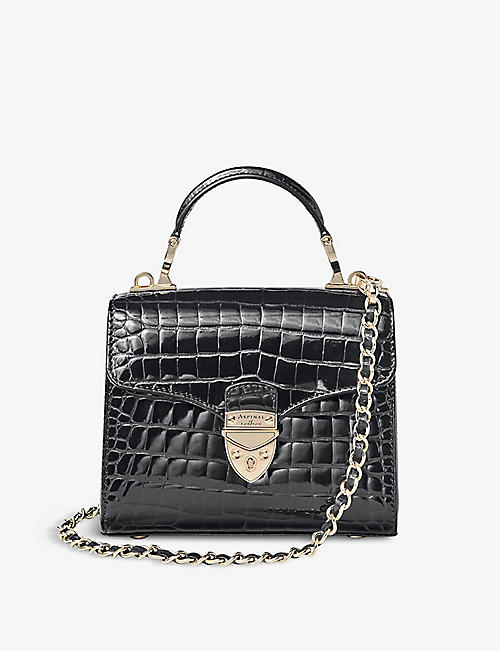 ASPINAL OF LONDON: Mayfair mini croc-embossed leather top-handle bag
