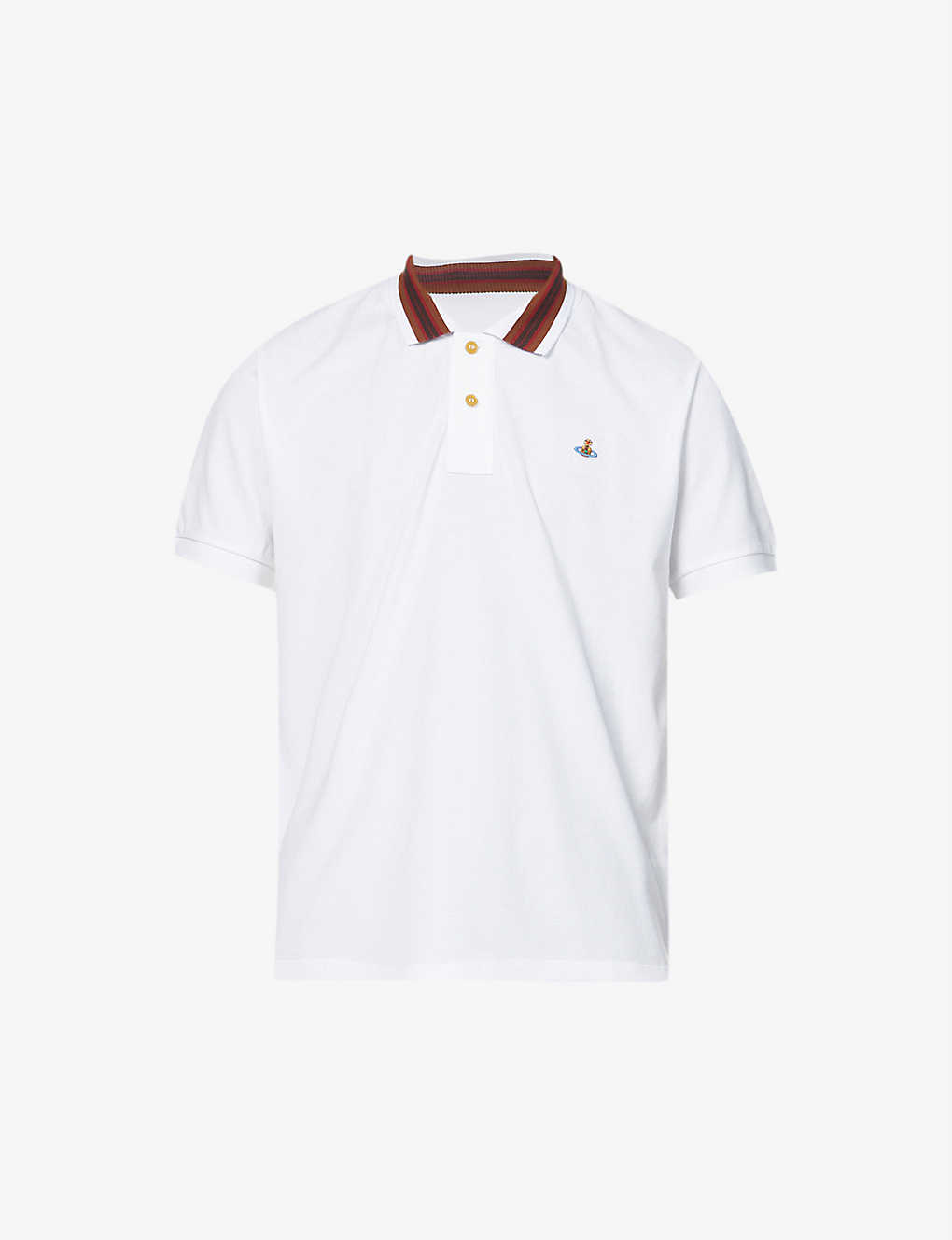 Striped-collar regular-fit cotton polo shirt(9319596)
