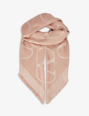 VLOGO-print silk-wool blend scarf(9247917)