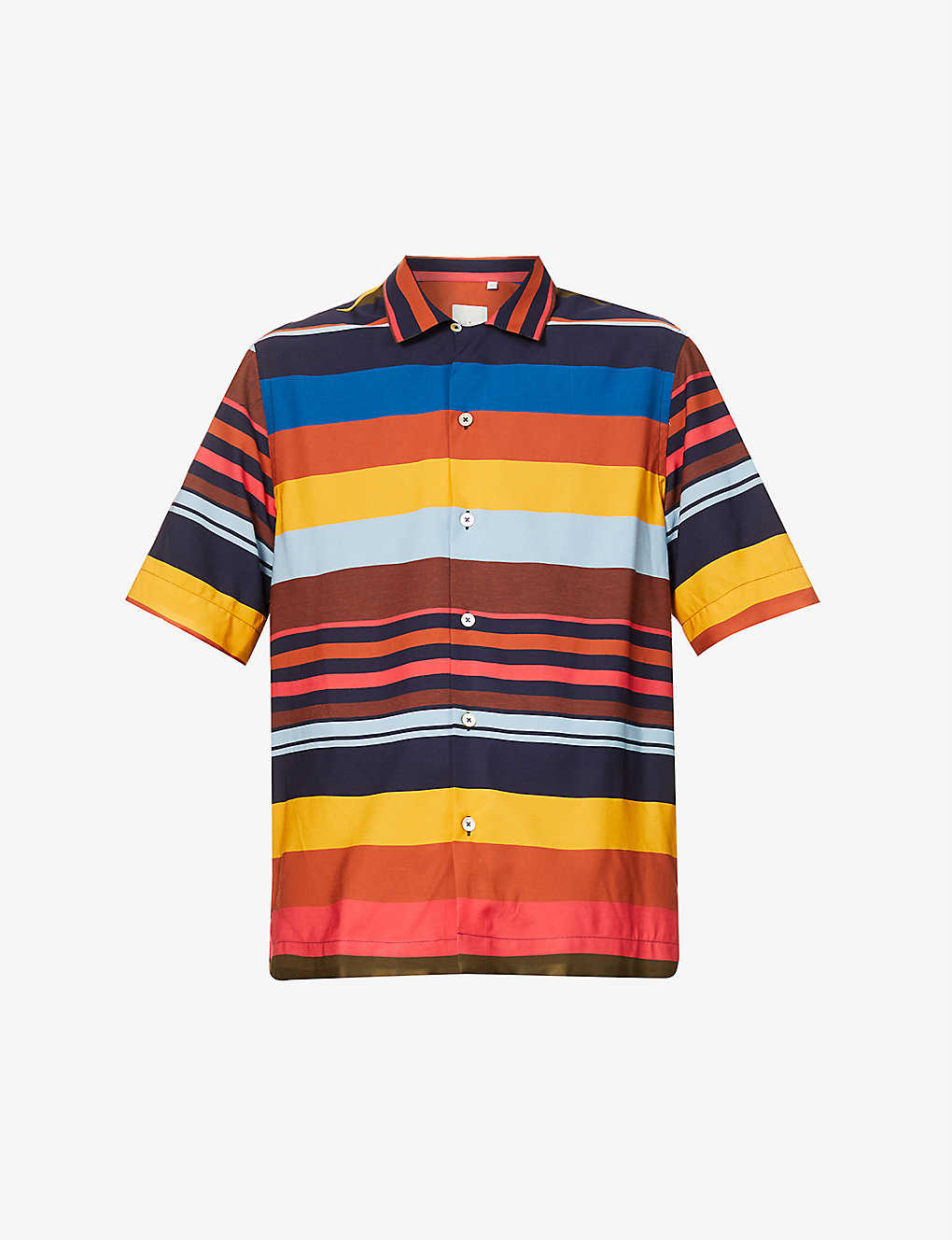 Striped-pattern short-sleeved poplin shirt(9233463)