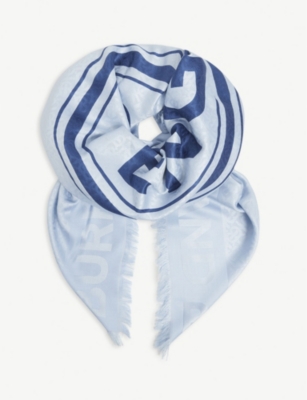 Logo-print silk and wool-blend scarf(9346620)