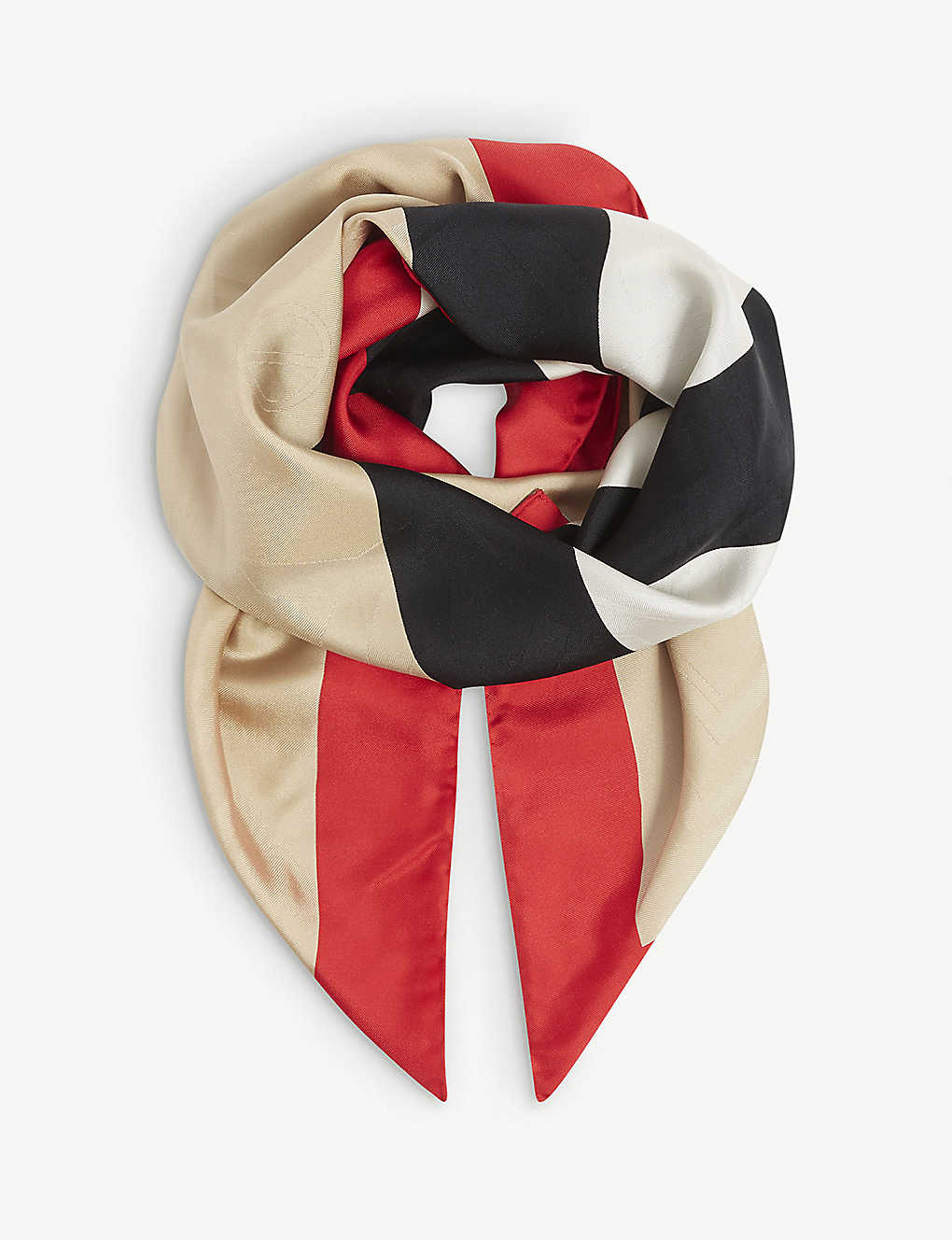 Icon stripe-print silk scarf(9291336)