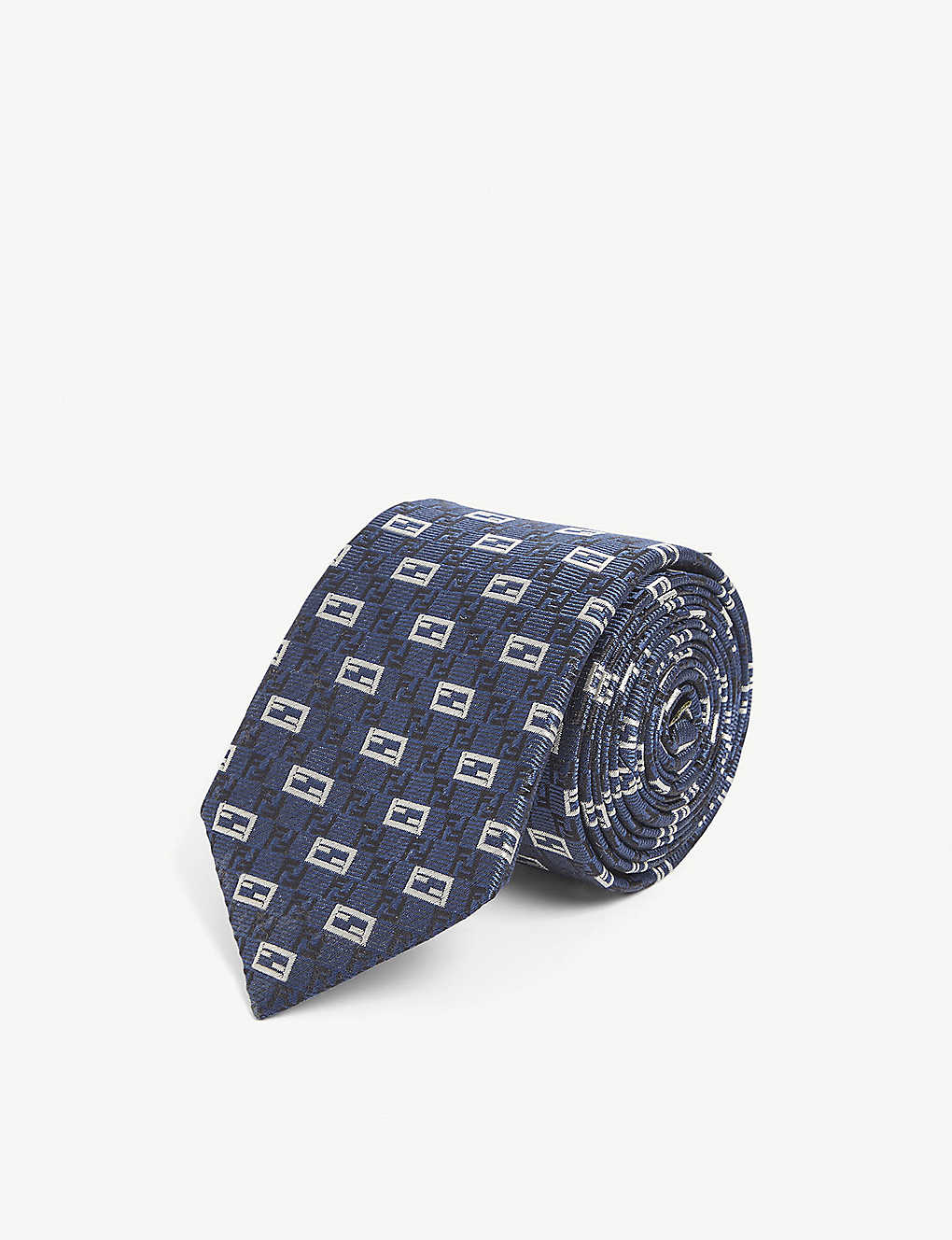 Branded-pattern slim-blade silk tie(9317937)