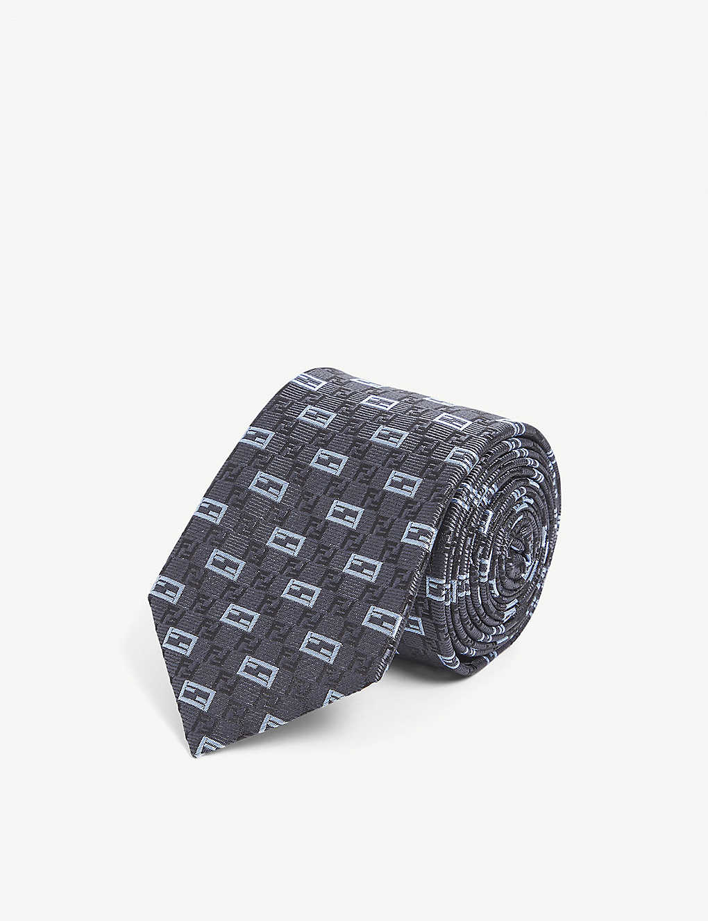 Branded-pattern slim-blade silk tie(9317939)