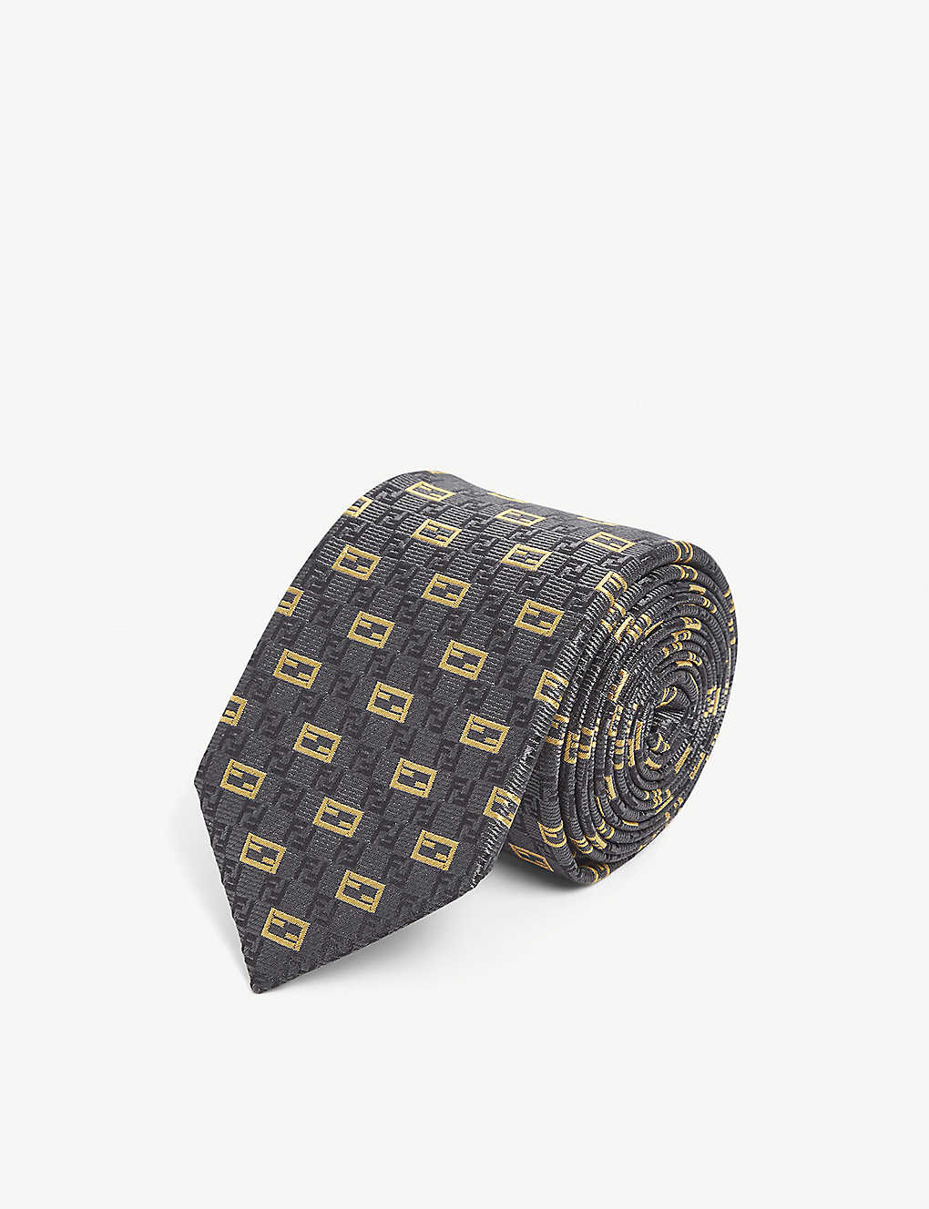 Branded-pattern slim-blade silk tie(9317941)