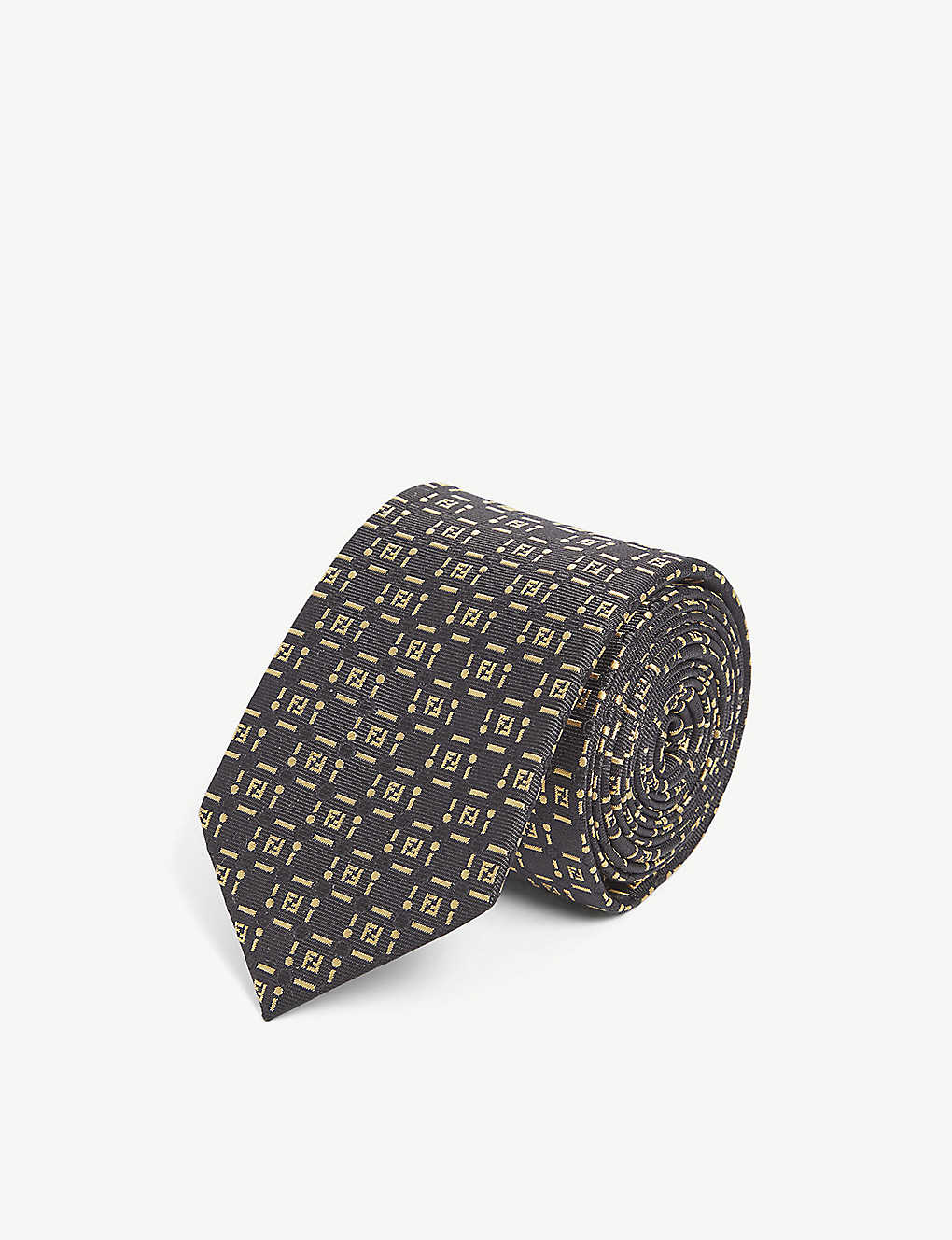 Branded-pattern slim-blade silk tie(9317945)