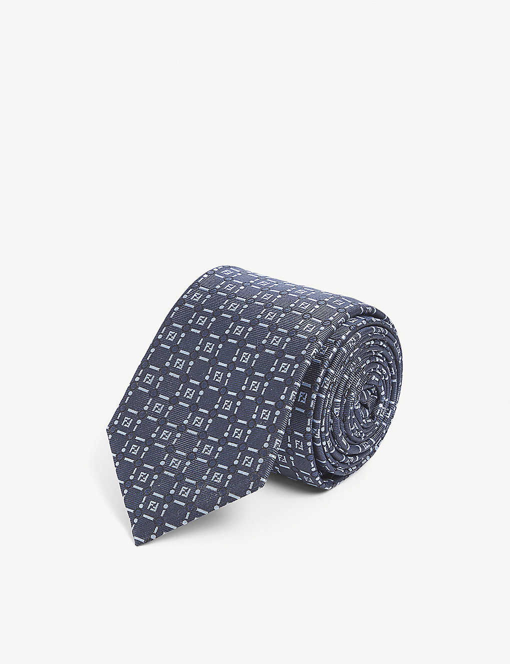 Branded-pattern slim-blade silk tie(9317947)