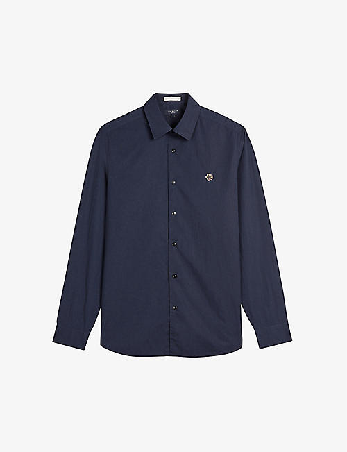 TED BAKER: Logo-embroidered cotton shirt