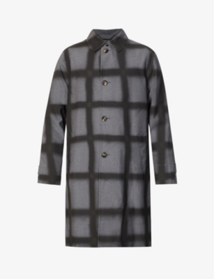 Aibrushed checked wool coat(9371631)