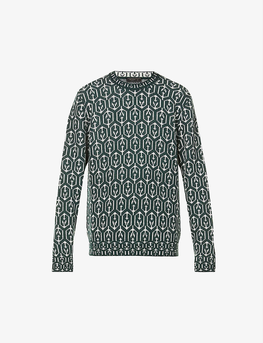 Geometric-pattern wool and cashmere-blend jumper(9291450)