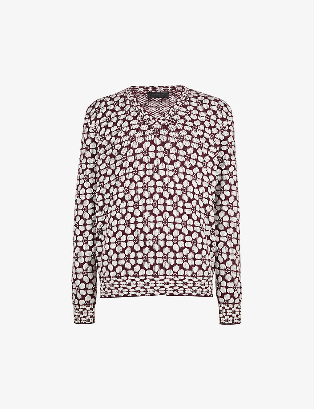 Geometric-pattern wool and cashmere-blend jumper(9306174)