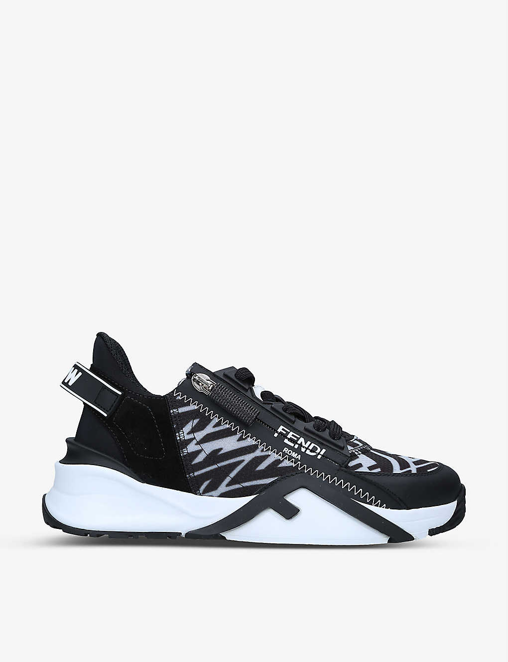 Flow printed leather and mesh trainers(9255841)