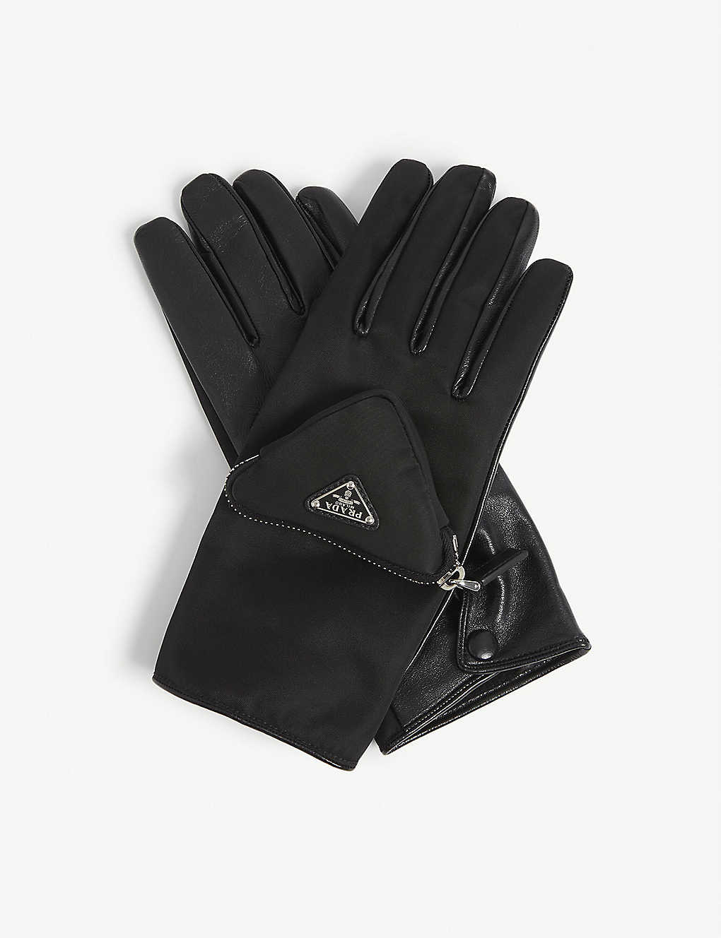 Brand-plaque leather and shell gloves(9369598)