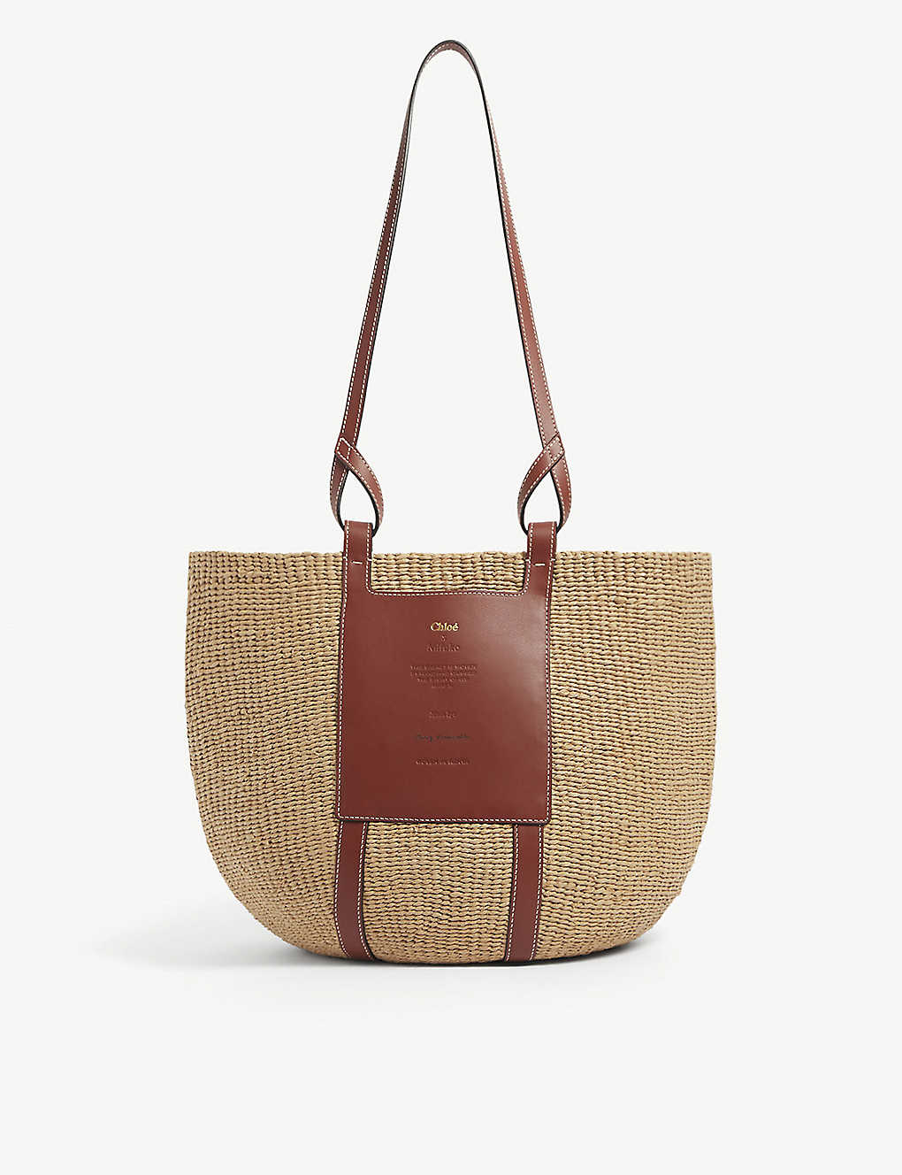 Logo-embellished woven and leather tote bag(9309590)