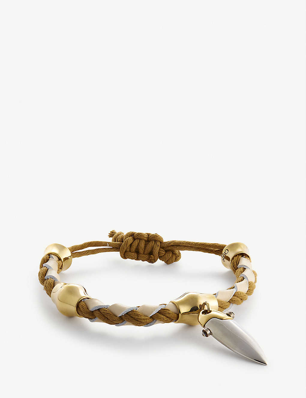 Braided leather and cotton bracelet(9238833)
