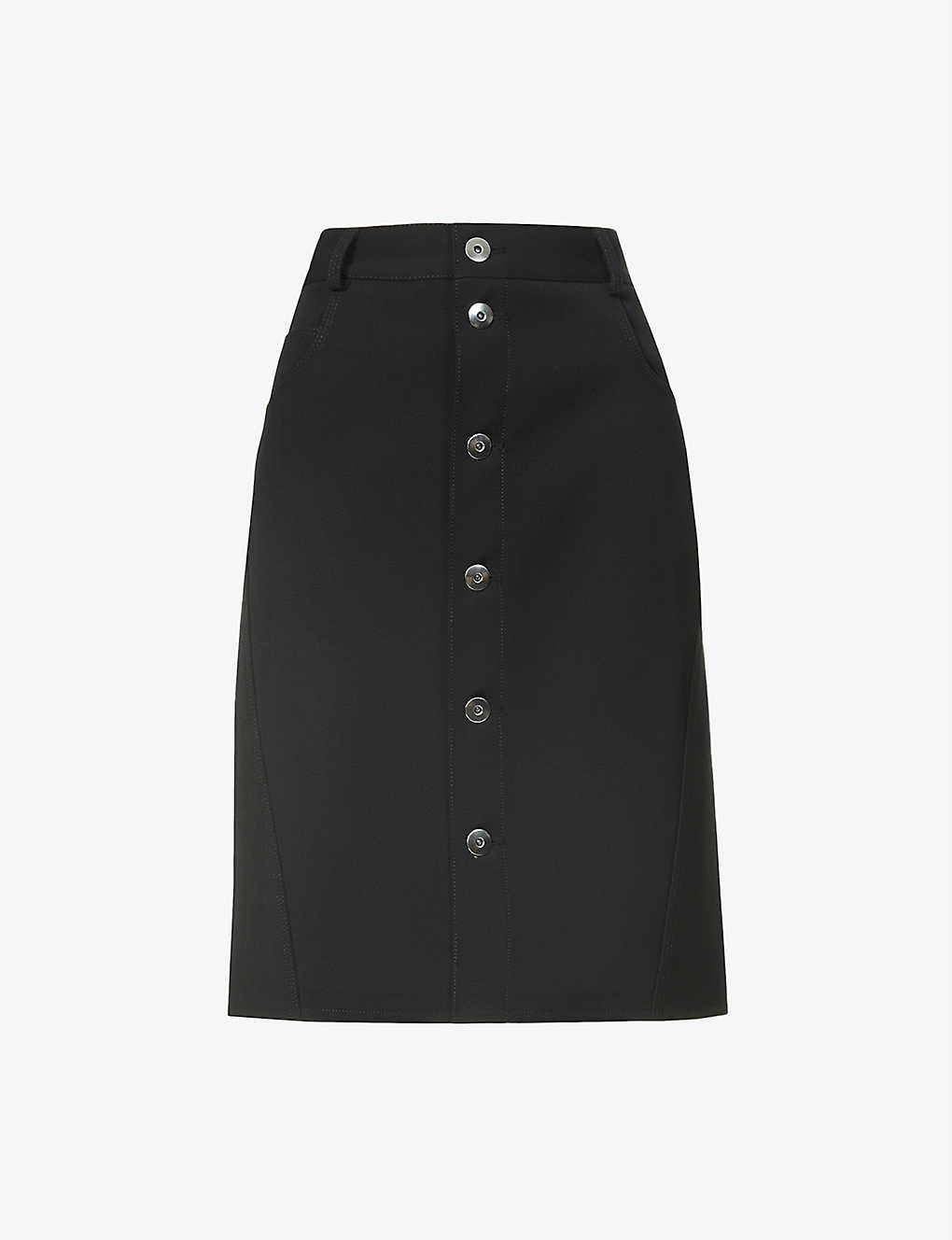 Buttoned high-waisted wool-blend mini skirt(9306358)