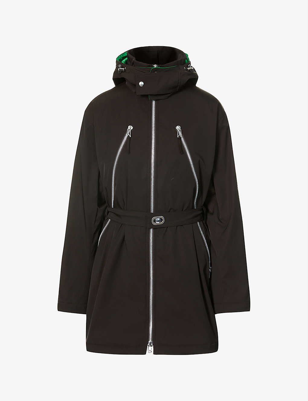 Belted stretch-shell hooded jacket(9306376)