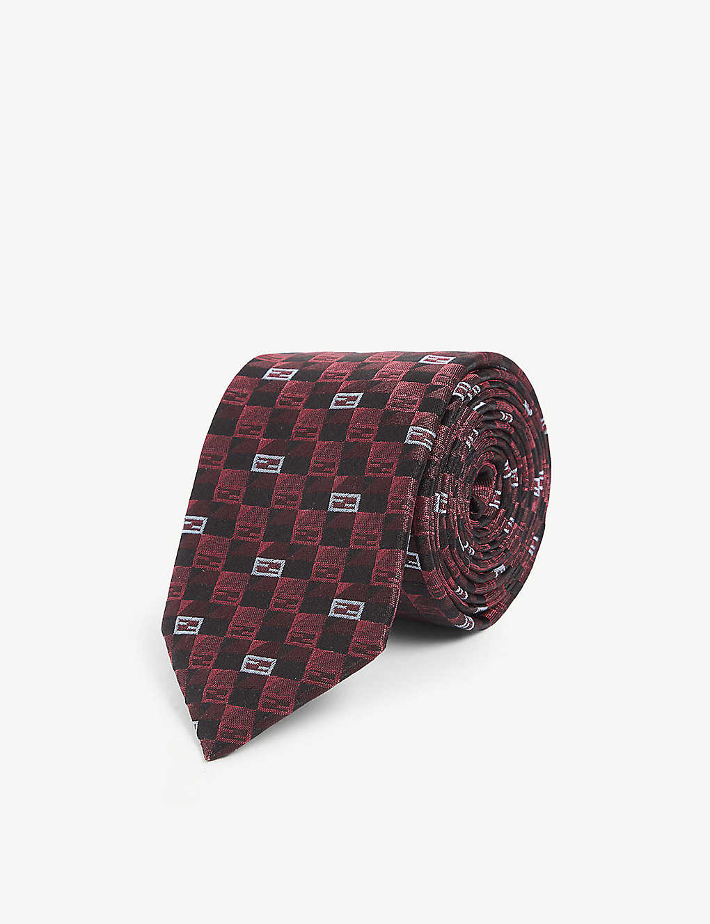 Geometric-pattern wide silk tie(9227461)