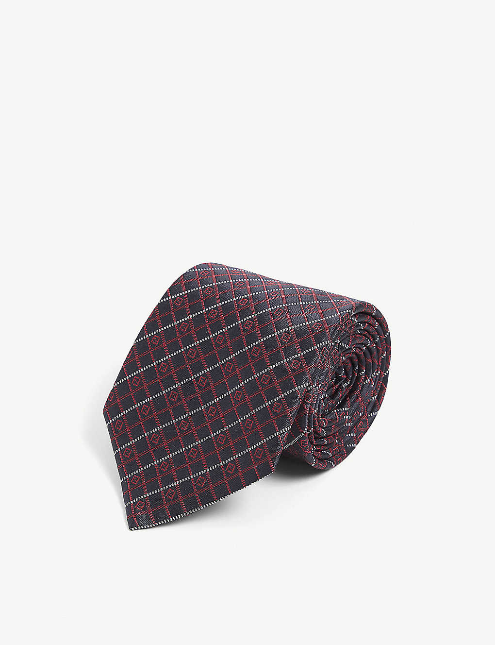 Geometric-pattern wide-blade silk tie(9243866)
