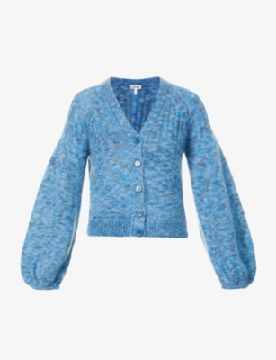 Contrast-weave relaxed-fit mohair-blend cardigan(9269119)