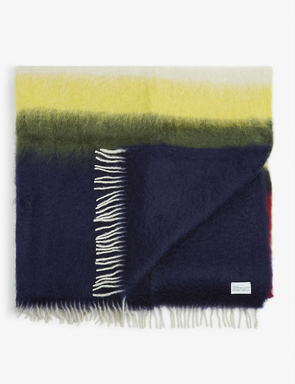 Striped mohair and wool-blend blanket(9328599)