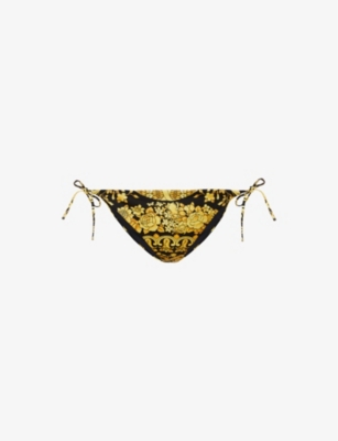 Barocco-print low-rise tie-side bikini bottoms(9346269)