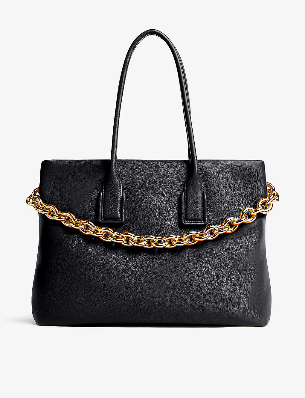 Chain embellished leather tote bag(9256037)